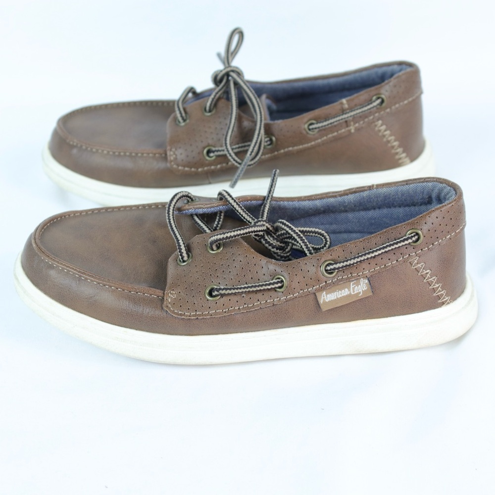 American Eagle Brown Leather Boat Shoes Boys Size 1